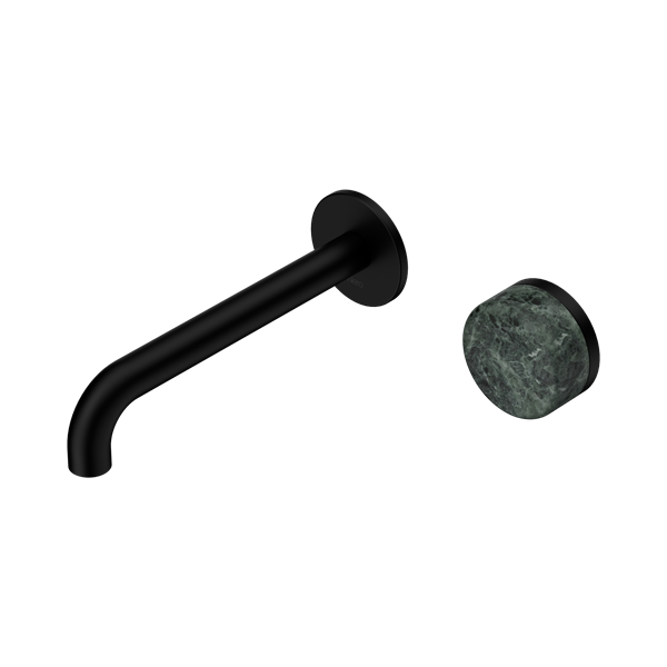 NERO SERENITY PROGRESSIVE WALL BASIN MIXER SPOUT WITH  VERDE ALPI HANDLE MATTE BLACK (AVAILABLE IN 160MM, 185MM AND 220MM)
