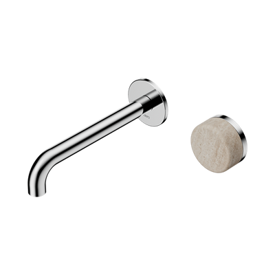 NERO SERENITY PROGRESSIVE WALL BASIN MIXER SPOUT WITH ROME TRAVERTINE HANDLE CHROME (AVAILABLE IN 160MM, 185MM AND 220MM)