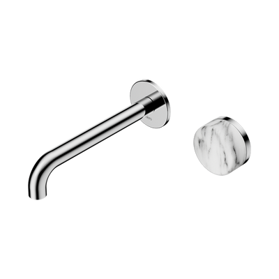 NERO SERENITY PROGRESSIVE WALL BASIN MIXER SPOUT WITH ARABESCATO CORCHIA HANDLE CHROME (AVAILABLE IN 160MM, 185MM AND 220MM)