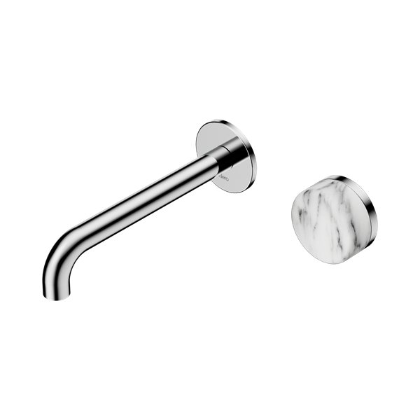 NERO SERENITY PROGRESSIVE WALL BASIN MIXER SPOUT WITH ARABESCATO CORCHIA HANDLE CHROME (AVAILABLE IN 160MM, 185MM AND 220MM)