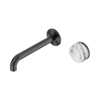 NERO SERENITY PROGRESSIVE WALL BASIN MIXER SPOUT WITH ARABESCATO CORCHIA HANDLE GUN METAL (AVAILABLE IN 160MM, 185MM AND 220MM)