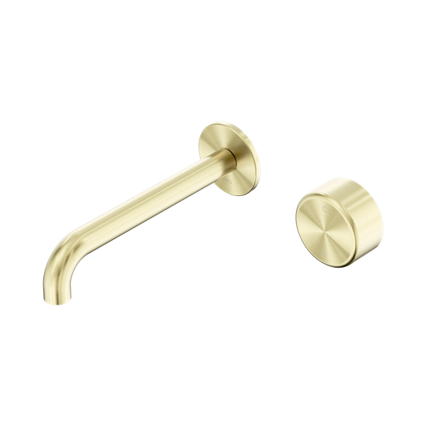 NERO SERENITY PROGRESSIVE WALL BASIN MIXER SPOUT WITH METAL HANDLE BRUSHED GOLD (AVAILABLE IN 160MM, 185MM AND 220MM)