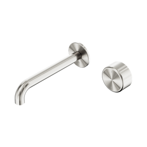 NERO SERENITY PROGRESSIVE WALL BASIN MIXER SPOUT WITH METAL HANDLE BRUSHED NICKEL (AVAILABLE IN 160MM, 185MM AND 220MM)