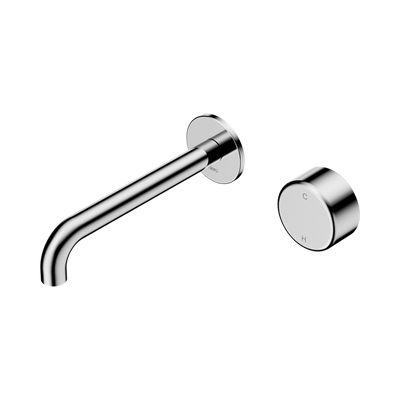 NERO SERENITY PROGRESSIVE WALL BASIN MIXER SPOUT WITH METAL HANDLE CHROME (AVAILABLE IN 160MM, 185MM AND 220MM)