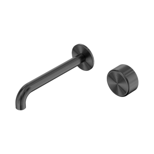 NERO SERENITY PROGRESSIVE WALL BASIN MIXER SPOUT WITH METAL HANDLE GUN METAL (AVAILABLE IN 160MM, 185MM AND 220MM)