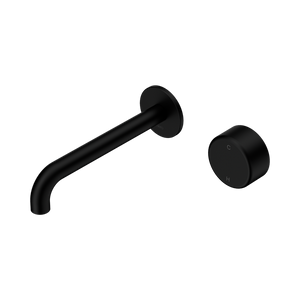 NERO SERENITY PROGRESSIVE WALL BASIN MIXER SPOUT WITH METAL HANDLE MATTE BLACK (AVAILABLE IN 160MM, 185MM AND 220MM)