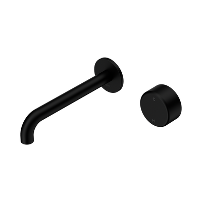 NERO SERENITY PROGRESSIVE WALL BASIN MIXER SPOUT WITH METAL HANDLE MATTE BLACK (AVAILABLE IN 160MM, 185MM AND 220MM)