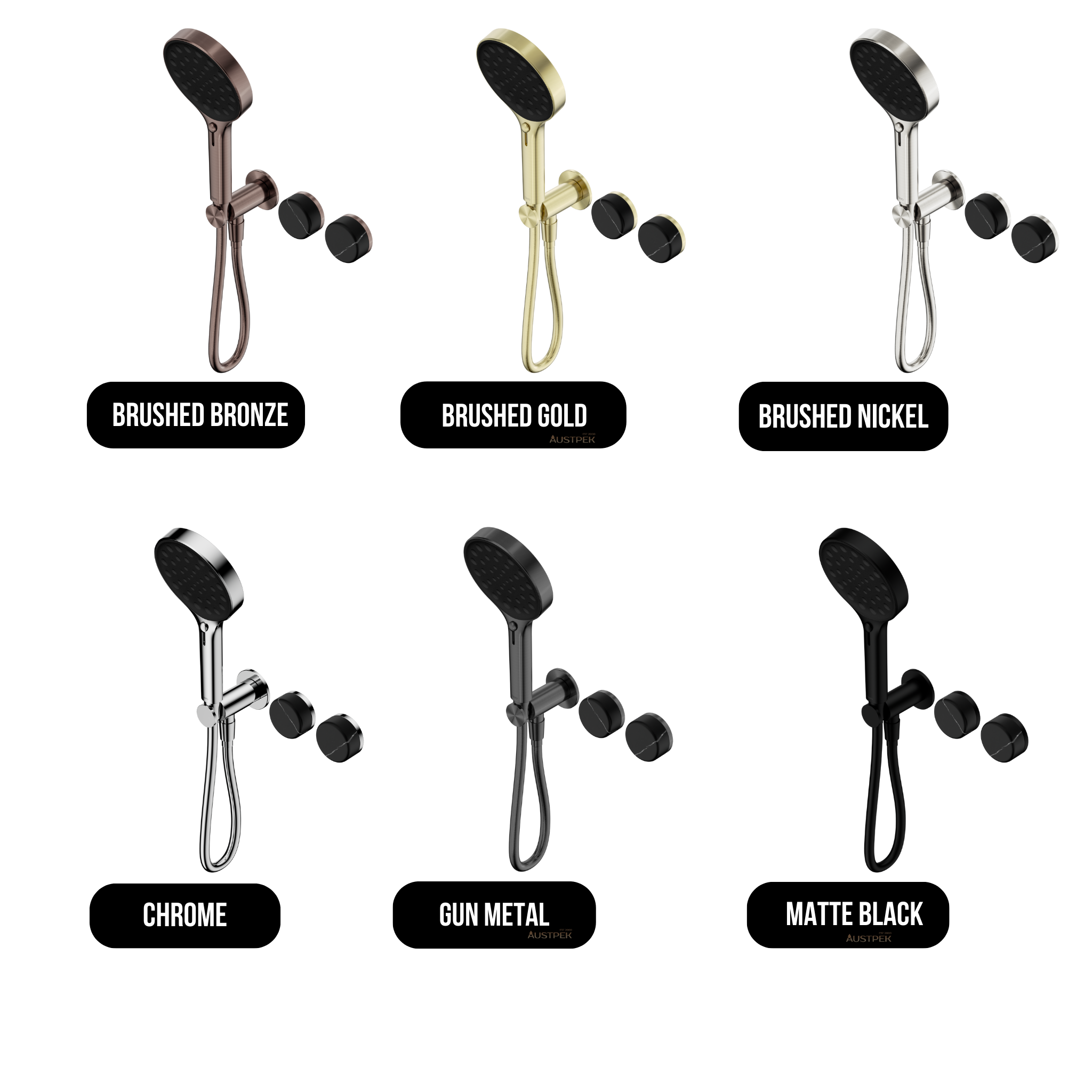 NERO SERENITY PROGRESSIVE SHOWER SYSTEM WITH MARQUINA BLACK HANDLE AND SERENITY HAND SHOWER GUN METAL