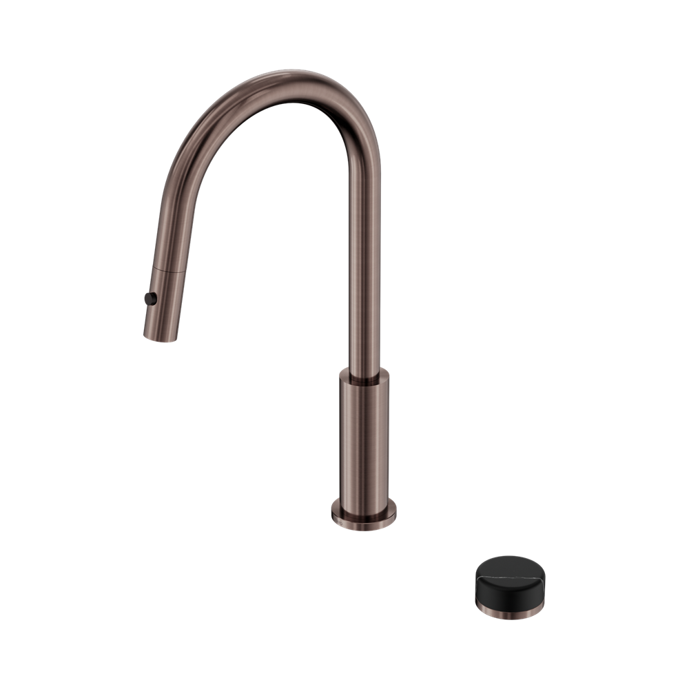 NERO SERENITY PROGRESSIVE PULL OUT KITCHEN SET WITH MARQUINA BLACK HANDLE 433MM BRUSHED BRONZE