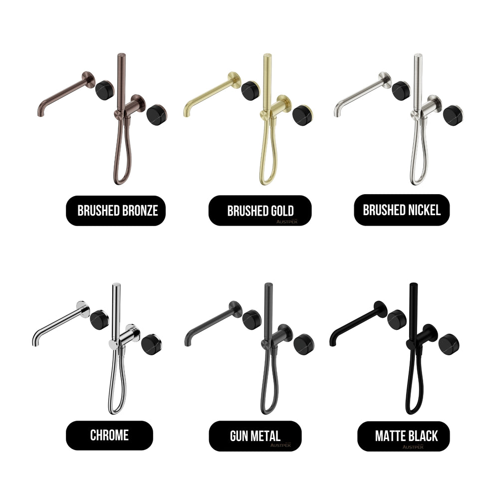 NERO SERENITY PROGRESSIVE SHOWER SYSTEM WITH SPOUT WITH MARQUINA BLACK HANDLE AND SLIM SHOWER 220MM CHROME