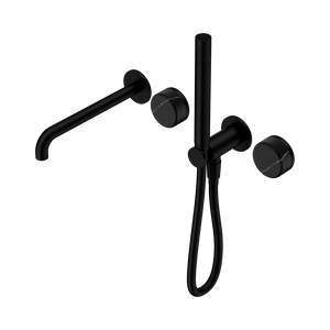 NERO SERENITY PROGRESSIVE SHOWER SYSTEM WITH SPOUT WITH MARQUINA BLACK HANDLE AND SLIM SHOWER 220MM MATTE BLACK