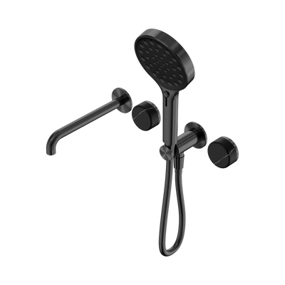 NERO SERENITY PROGRESSIVE SHOWER SYSTEM WITH SPOUT WITH MARQUINA BLACK HANDLE AND SERENITY HAND SHOWER GUN METAL