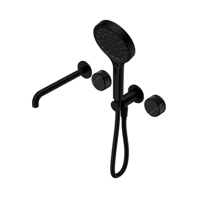 NERO SERENITY PROGRESSIVE SHOWER SYSTEM WITH SPOUT WITH MARQUINA BLACK HANDLE AND SERENITY HAND SHOWER MATTE BLACK