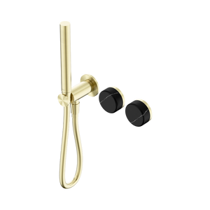 NERO SERENITY PROGRESSIVE SHOWER SYSTEM WITH MARQUINA BLACK HANDLE AND SLIM SHOWER BRUSHED GOLD
