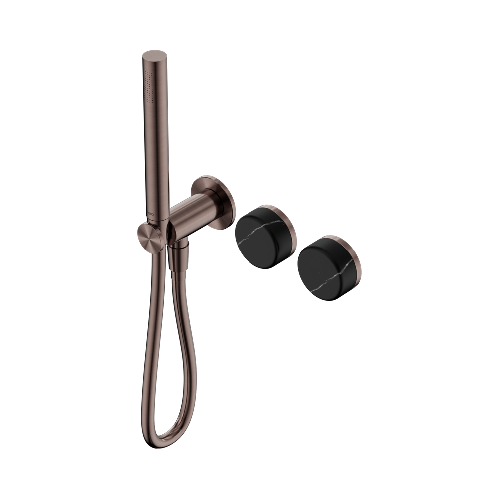NERO SERENITY PROGRESSIVE SHOWER SYSTEM WITH MARQUINA BLACK HANDLE AND SLIM SHOWER BRUSHED BRONZE