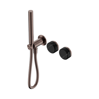 NERO SERENITY PROGRESSIVE SHOWER SYSTEM WITH MARQUINA BLACK HANDLE AND SLIM SHOWER BRUSHED BRONZE