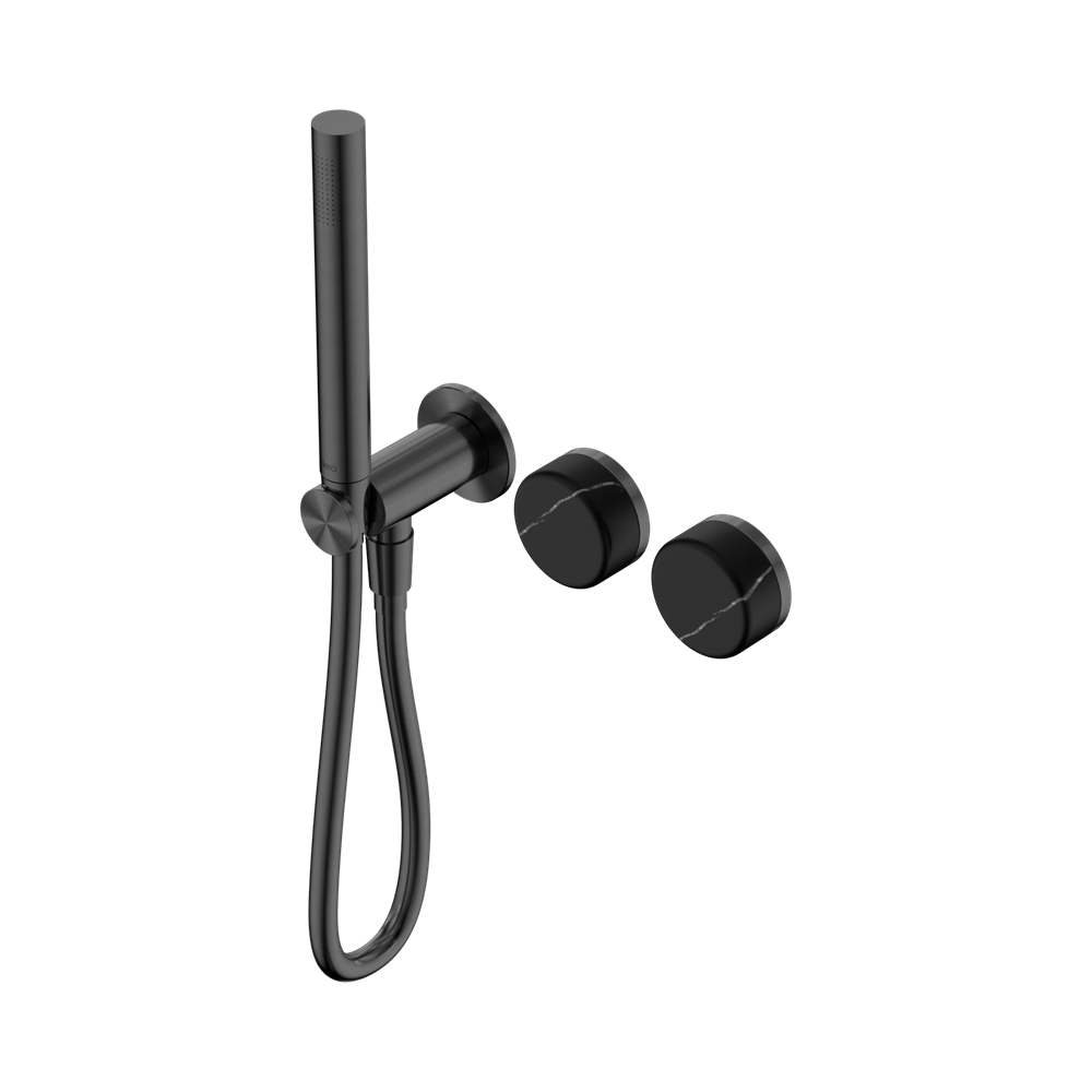 NERO SERENITY PROGRESSIVE SHOWER SYSTEM WITH MARQUINA BLACK HANDLE AND SLIM SHOWER GUN METAL