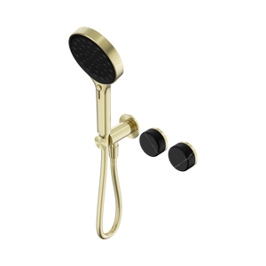 NERO SERENITY PROGRESSIVE SHOWER SYSTEM WITH MARQUINA BLACK HANDLE AND SERENITY HAND SHOWER BRUSHED GOLD