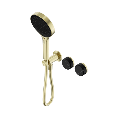 NERO SERENITY PROGRESSIVE SHOWER SYSTEM WITH MARQUINA BLACK HANDLE AND SERENITY HAND SHOWER BRUSHED GOLD