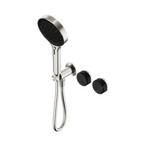 NERO SERENITY PROGRESSIVE SHOWER SYSTEM WITH MARQUINA BLACK HANDLE AND SERENITY HAND SHOWER BRUSHED NICKEL
