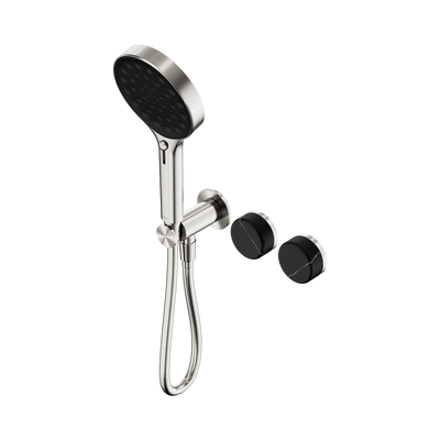 NERO SERENITY PROGRESSIVE SHOWER SYSTEM WITH MARQUINA BLACK HANDLE AND SERENITY HAND SHOWER BRUSHED NICKEL