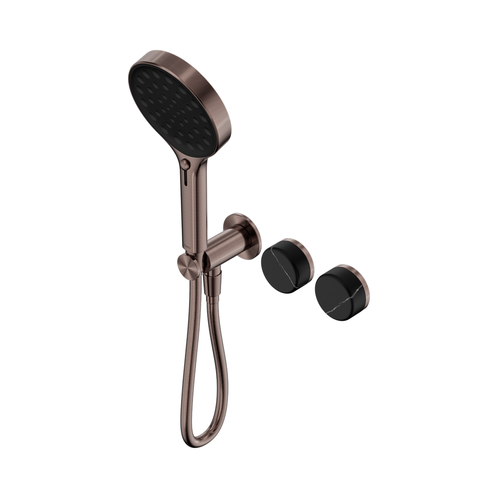 NERO SERENITY PROGRESSIVE SHOWER SYSTEM WITH MARQUINA BLACK HANDLE AND SERENITY HAND SHOWER BRUSHED BRONZE