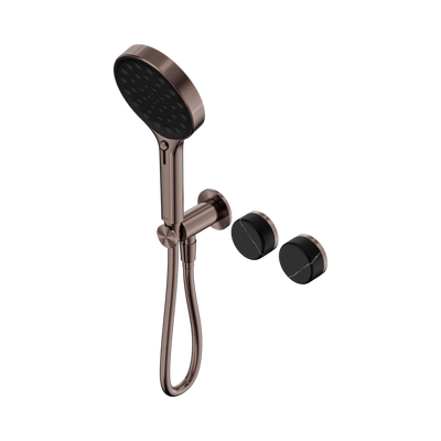 NERO SERENITY PROGRESSIVE SHOWER SYSTEM WITH MARQUINA BLACK HANDLE AND SERENITY HAND SHOWER BRUSHED BRONZE