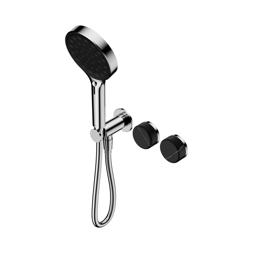 NERO SERENITY PROGRESSIVE SHOWER SYSTEM WITH MARQUINA BLACK HANDLE AND SERENITY HAND SHOWER CHROME