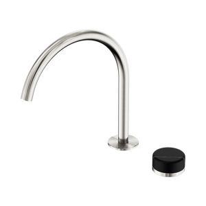 NERO SERENITY PROGRESSIVE BATH/KITCHEN MIXER ARC SPOUT WITH MARQUINA BLACK HANDLE 260MM BRUSHED NICKEL