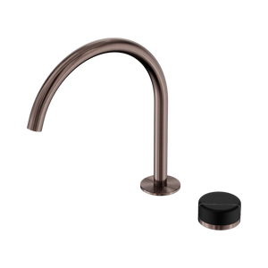 NERO SERENITY PROGRESSIVE BATH/KITCHEN MIXER ARC SPOUT WITH MARQUINA BLACK HANDLE 260MM BRUSHED BRONZE