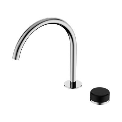 NERO SERENITY PROGRESSIVE BATH/KITCHEN MIXER ARC SPOUT WITH MARQUINA BLACK HANDLE 260MM CHROME