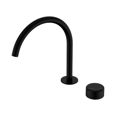 NERO SERENITY PROGRESSIVE BATH/KITCHEN MIXER ARC SPOUT WITH MARQUINA BLACK HANDLE 260MM MATTE BLACK
