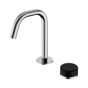 NERO SERENITY PROGRESSIVE BASIN MIXER EDGE SPOUT WITH MARQUINA BLACK HANDLE 210MM CHROME