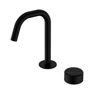 NERO SERENITY PROGRESSIVE BASIN MIXER EDGE SPOUT WITH MARQUINA BLACK HANDLE 210MM MATTE BLACK
