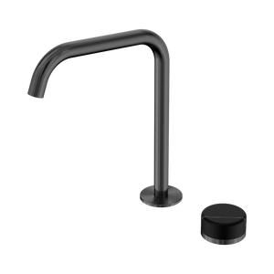 NERO SERENITY PROGRESSIVE BATH/KITCHEN MIXER EDGE SPOUT WITH MARQUINA BLACK HANDLE 270MM GUN METAL