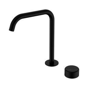NERO SERENITY PROGRESSIVE BATH/KITCHEN MIXER EDGE SPOUT WITH MARQUINA BLACK HANDLE 270MM MATTE BLACK