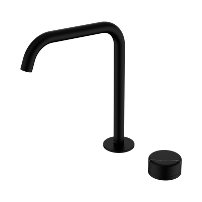 NERO SERENITY PROGRESSIVE BATH/KITCHEN MIXER EDGE SPOUT WITH MARQUINA BLACK HANDLE 270MM MATTE BLACK