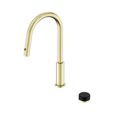 NERO SERENITY PROGRESSIVE PULL OUT KITCHEN SET WITH MARQUINA BLACK HANDLE 433MM BRUSHED GOLD