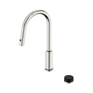 NERO SERENITY PROGRESSIVE PULL OUT KITCHEN SET WITH MARQUINA BLACK HANDLE 433MM BRUSHED NICKEL