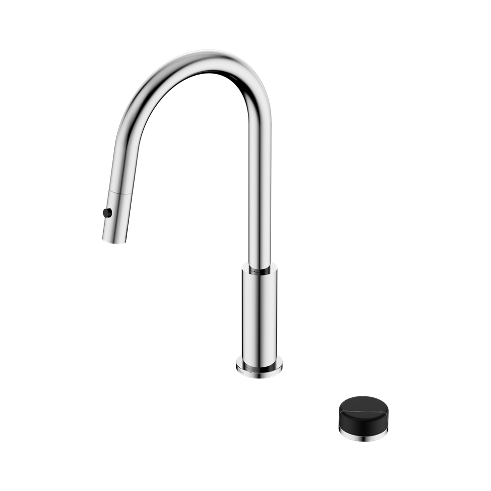 NERO SERENITY PROGRESSIVE PULL OUT KITCHEN SET WITH MARQUINA BLACK HANDLE 433MM CHROME
