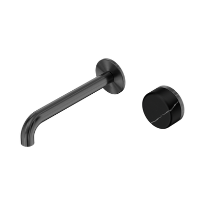 NERO SERENITY PROGRESSIVE WALL BASIN MIXER SPOUT WITH MARQUINA BLACK HANDLE GUN METAL (AVAILABLE IN 160MM, 185MM AND 220MM)
