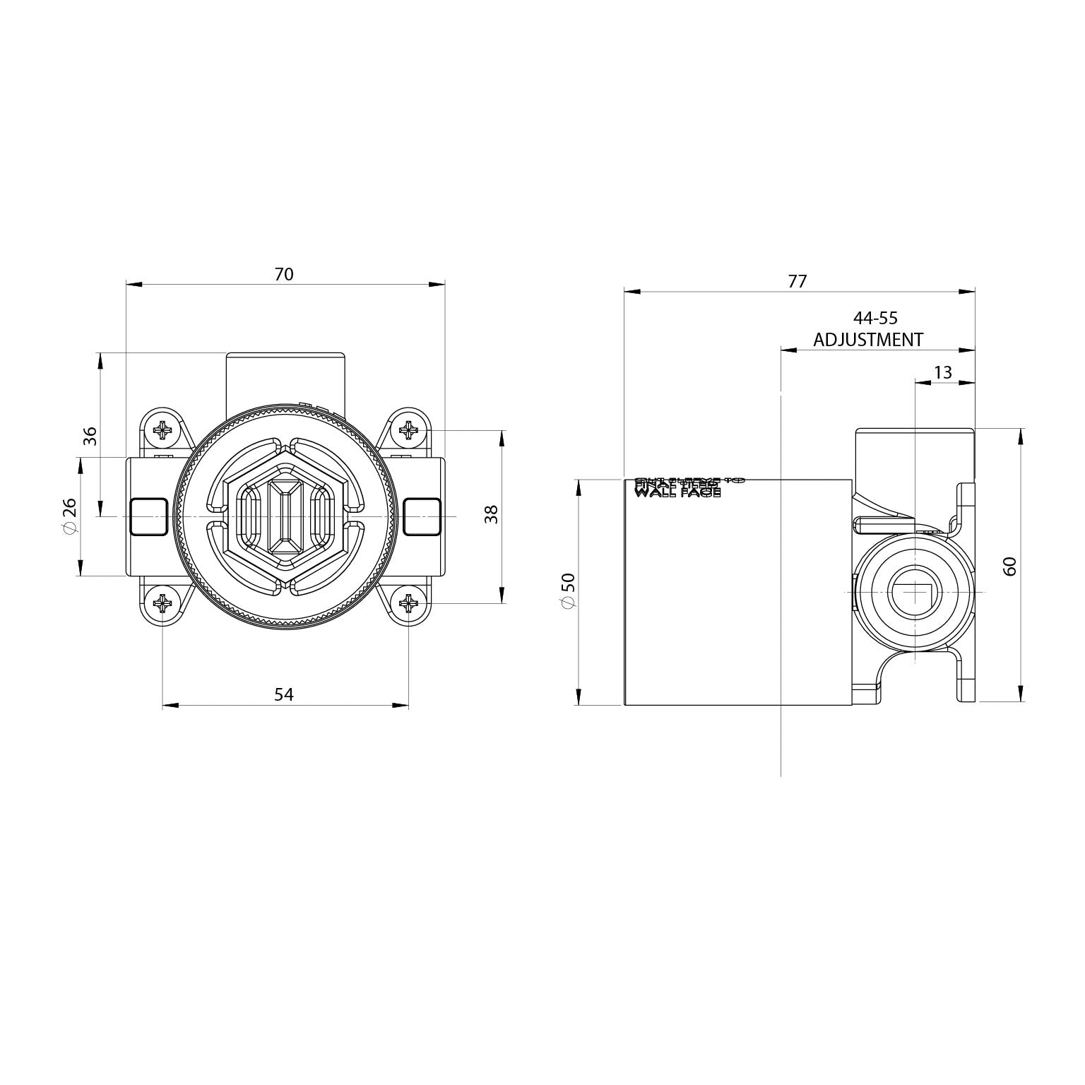 PHOENIX VIVID SLIMLINE SWITCHMIX SHOWER / WALL MIXER BACKPLATE FIT-OFF AND ROUGH-IN KIT 60MM BRUSHED CARBON