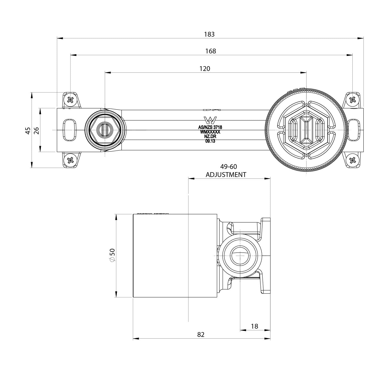 PHOENIX MEKKO SWITCHMIX WALL BASIN / BATH MIXER SET FIT-OFF AND ROUGH-IN KIT 200MM BRUSHED CARBON