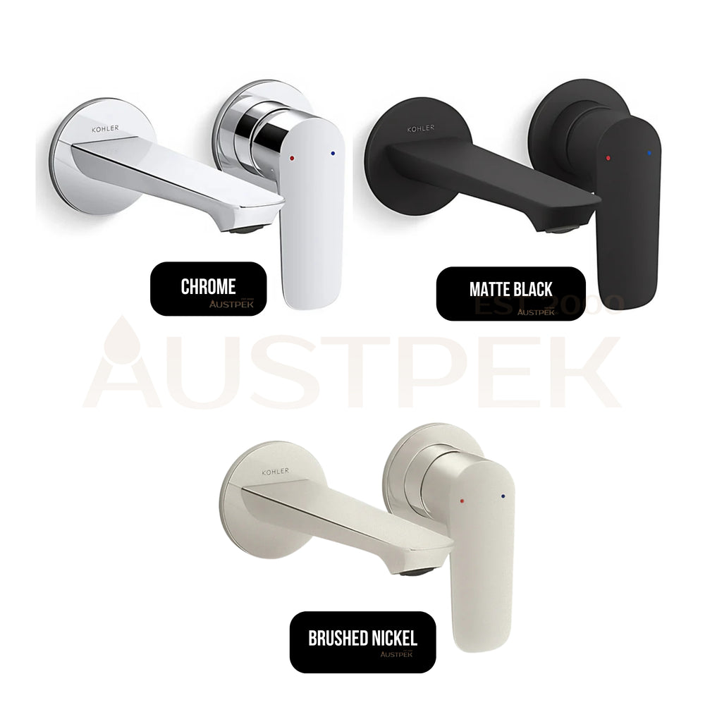 KOHLER ALEO-S WALL BASIN MIXER FULL KIT 165MM BRUSHED NICKEL