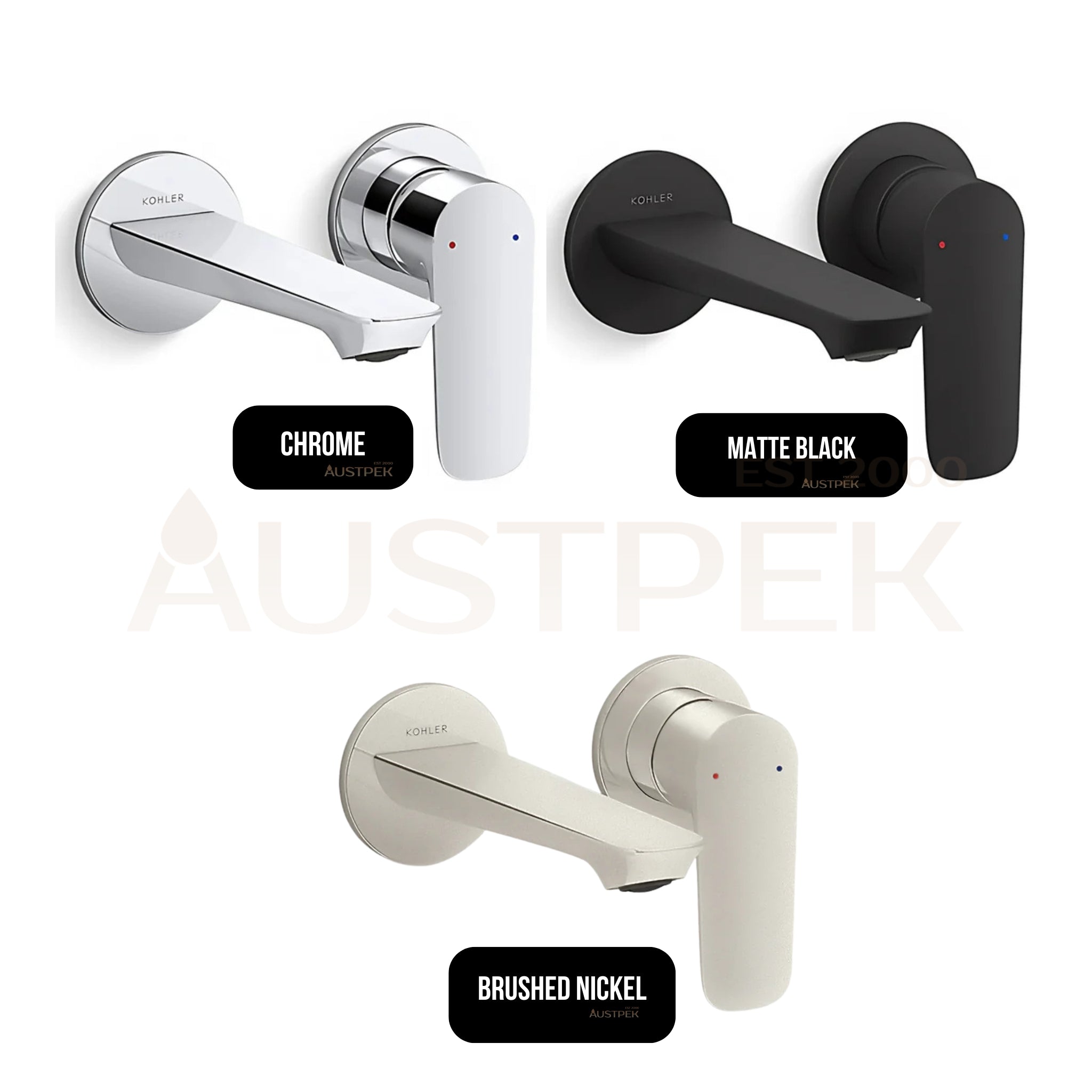 KOHLER ALEO-S WALL BASIN MIXER FULL KIT 165MM BRUSHED NICKEL