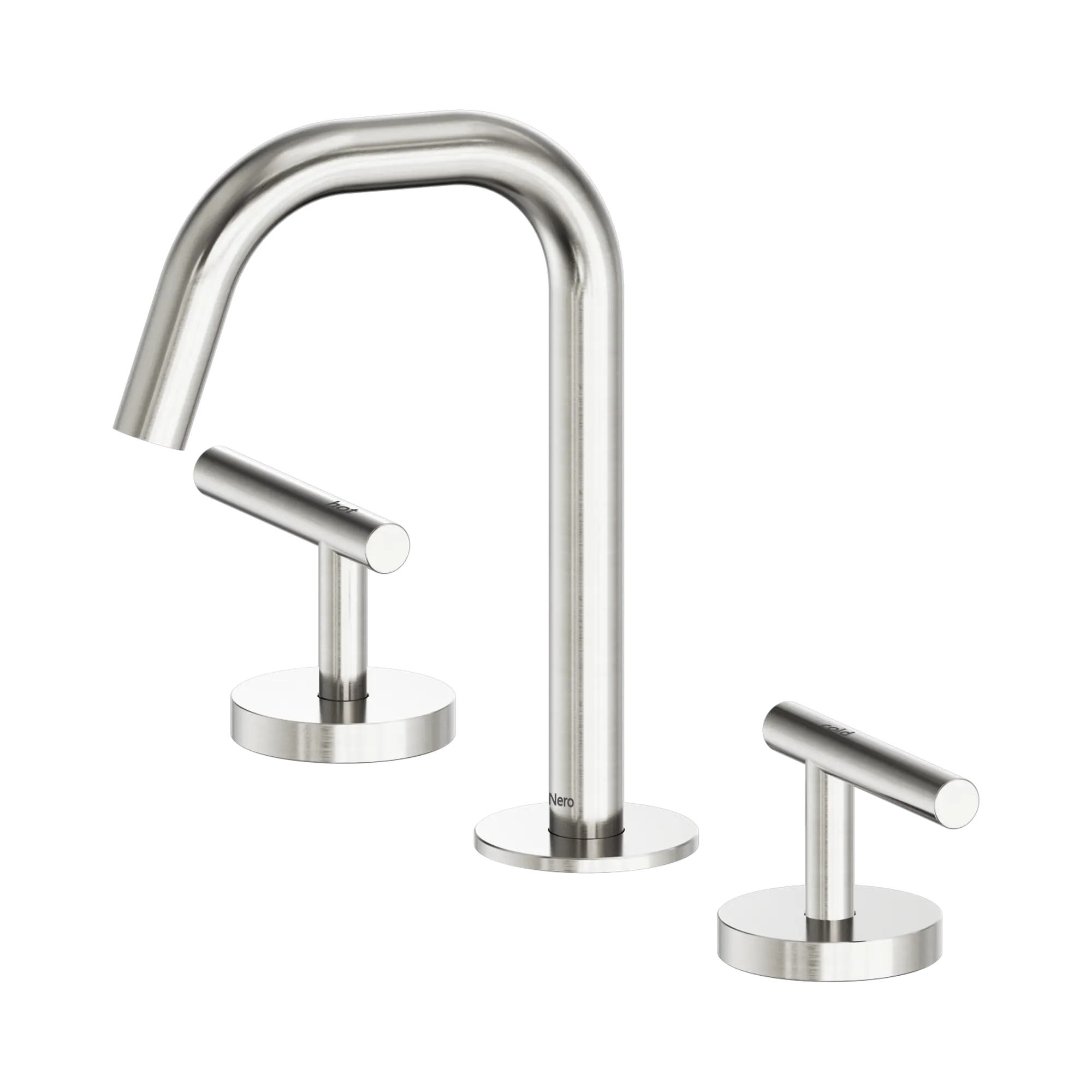 NERO MECCA LEVER BASIN SET EDGE SPOUT BRUSHED NICKEL