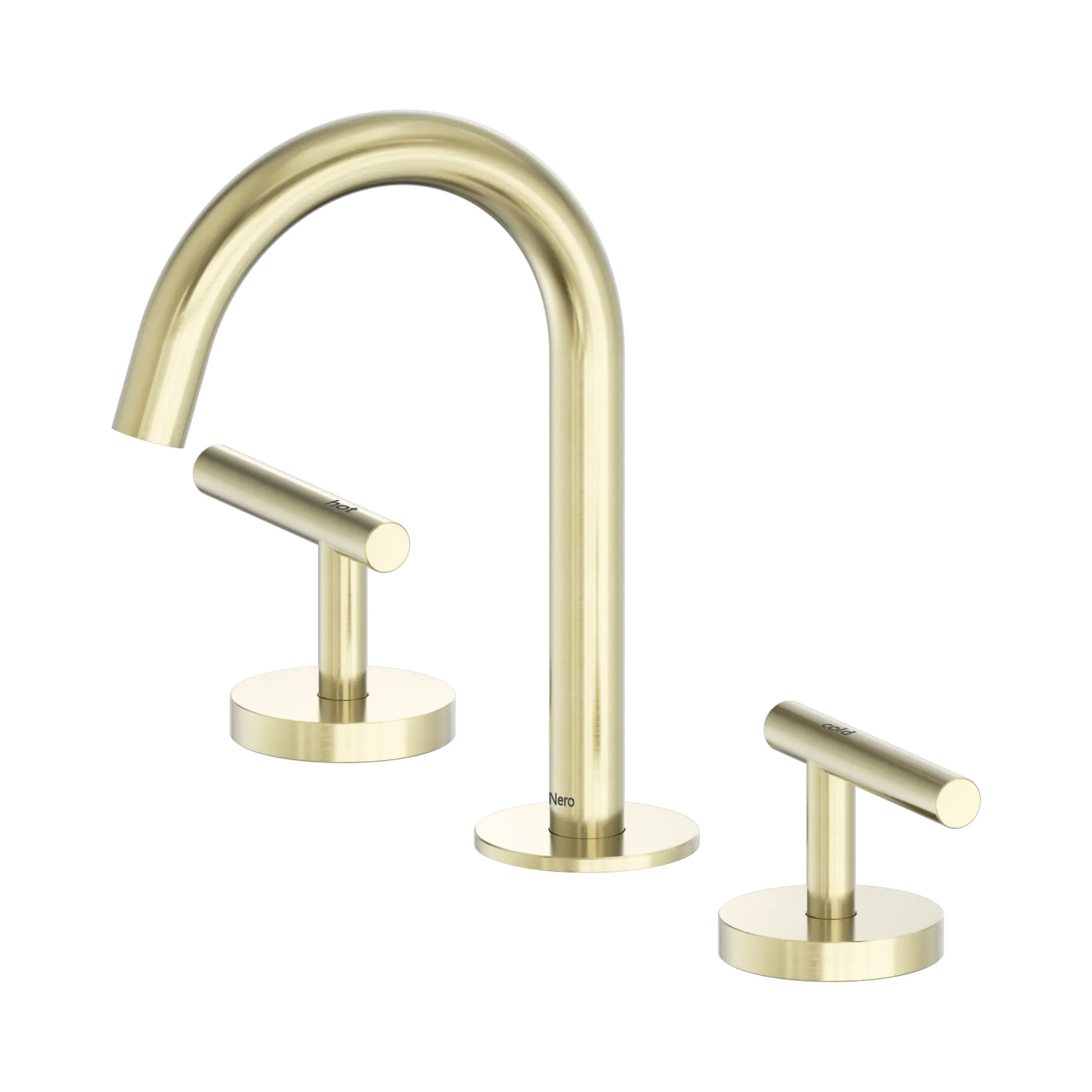 NERO MECCA LEVER BASIN SET ARC SPOUT BRUSHED GOLD