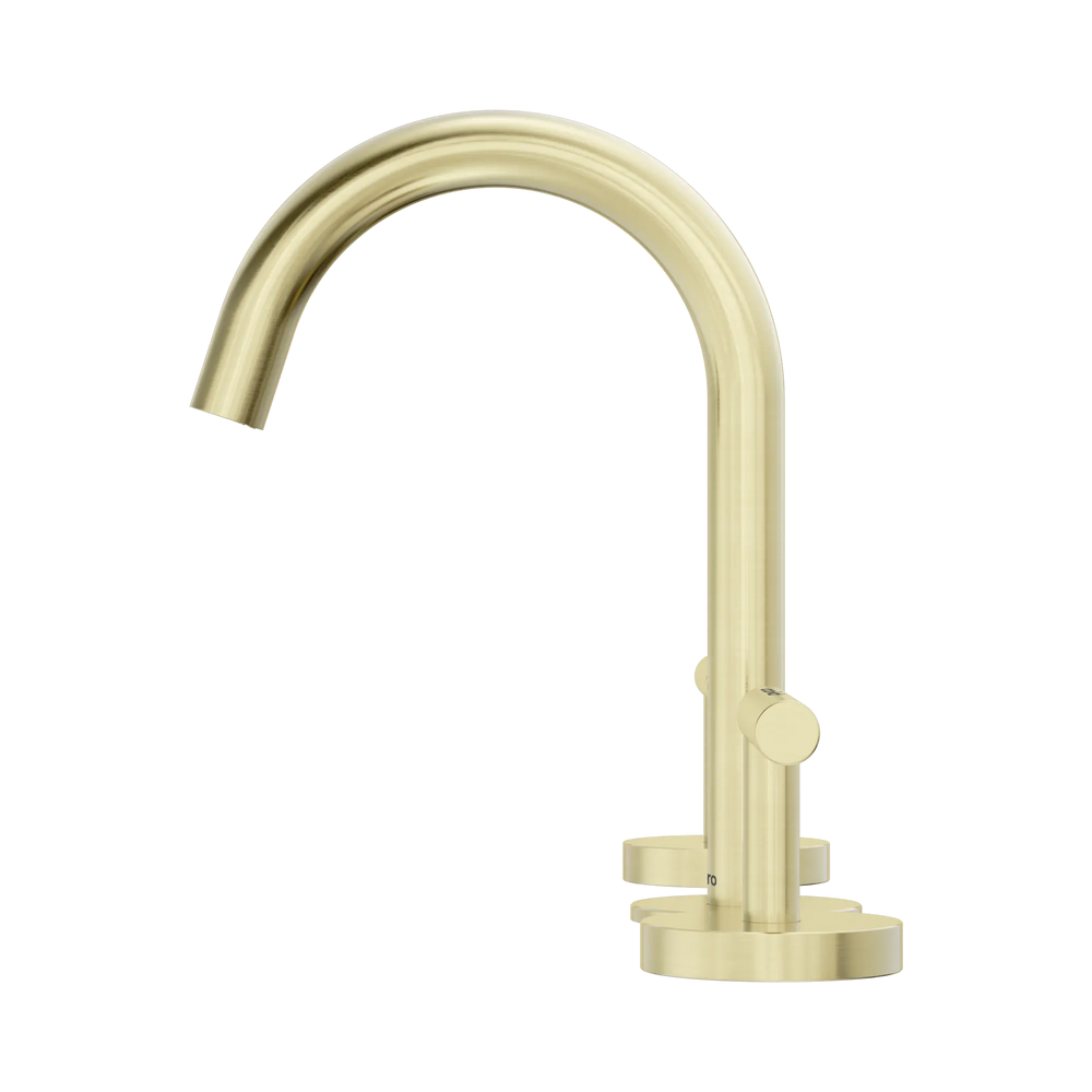 NERO MECCA LEVER BASIN SET ARC SPOUT BRUSHED GOLD