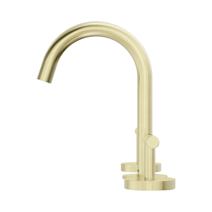 NERO MECCA LEVER BASIN SET ARC SPOUT BRUSHED GOLD