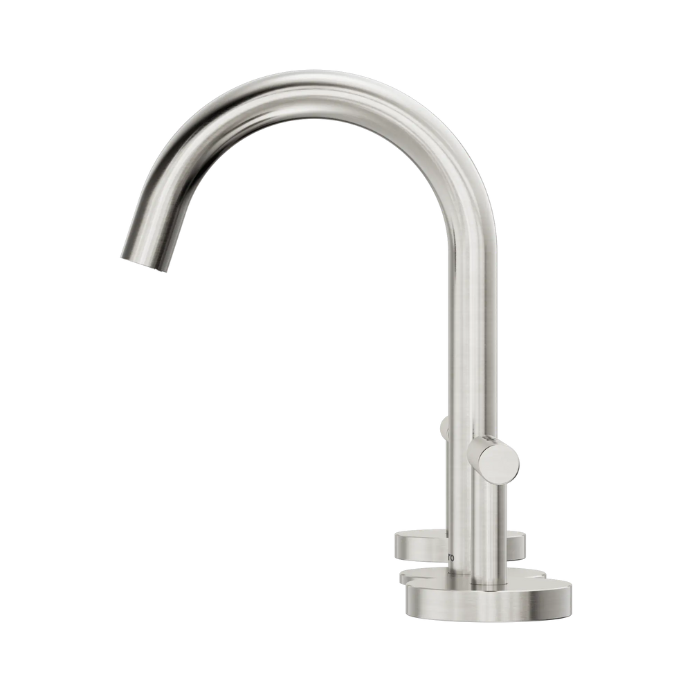 NERO MECCA LEVER BASIN SET ARC SPOUT BRUSHED NICKEL